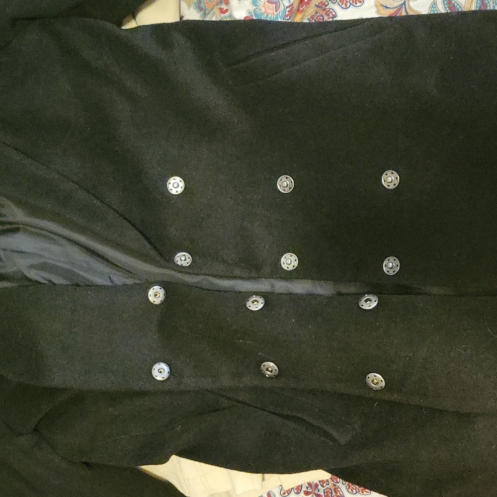 Forever 21 Black Longline Button Up Wool Jacket Coat S Small - Picture 6 of 6